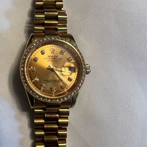 Rolex Lady-Datejust 6917 26MM Champagne Diamond Dial With Yellow Gold Presidenti